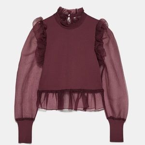 Zara cute puffy sleeve top. Super chic